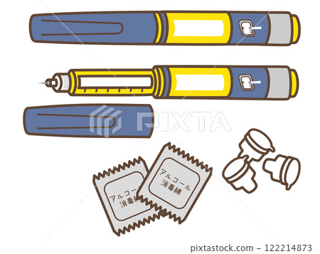 胰島素注射、針頭和酒精棉籤 122214873