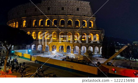 Rome's Colosseum Illuminated at Night lconic Landmark 122215698