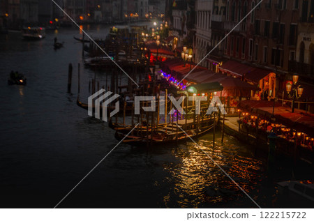 Venice Grand Canal at Night with Gondolas and Waterfront Lights Venice Grand Canal at Night with Gondolas and Waterfront Lights 122215722