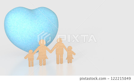 The Blue Heart and family wood plate image 3d Rendering The Blue Heart and family wood plate image 3d Rendering 122215849