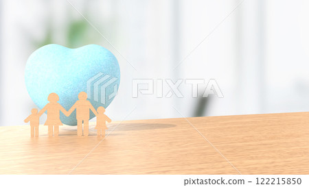The Blue Heart and family wood plate image 3d Rendering 122215850