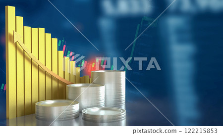 The Coins and chart for Business concept 3d Rendering. 122215853