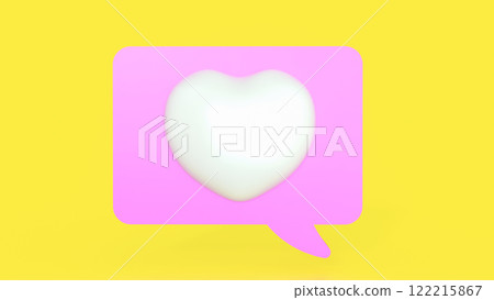 Heart on Balloon text on yellow Background 3d Rendering. Heart on Balloon text on yellow Background 3d Rendering. 122215867