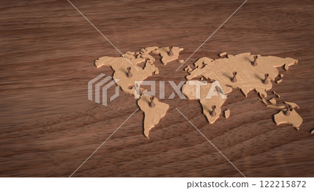The Chess on world map for Business concept 3d Rendering. 122215872