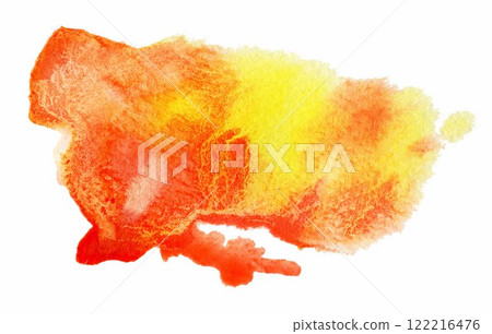 Vibrant watercolor abstract blending warm hues in a lively representation of a landscape at sunset, capturing the essence of natures beauty 122216476