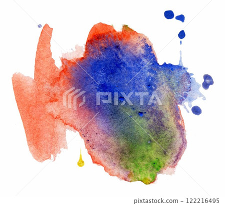Vibrant watercolor splash showcasing a blend of red, blue, green, and orange hues, creating an abstract expression of color and emotion Vibrant watercolor splash showcasing a blend of red, blue, green, and orange hues, creating an abstract expression of color and emotion 122216495