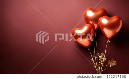 AI Image: Background material decorated with heart-shaped balloons 122217168