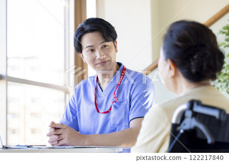 護理形象：男醫師檢查病人 122217840