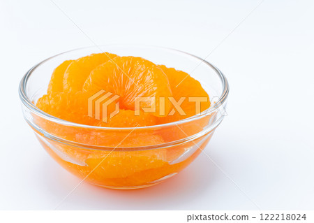 Canned mandarins in a glass container 122218024