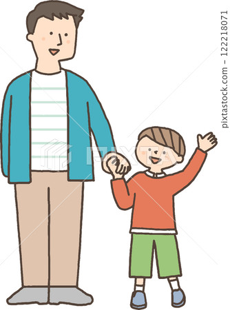 父親牽著男孩的手 122218071