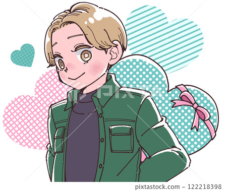 Illustration of a boy holding a big heart 122218398