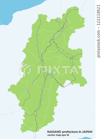 Simple green road map of Nagano prefecture in Japan 122218621