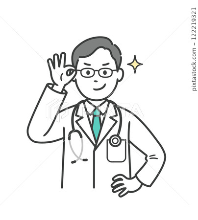 A young male doctor pushing up his glasses and grinning with confidence A young male doctor pushing up his glasses and grinning with confidence 122219321