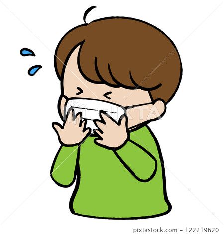 戴著咳嗽口罩的孩子插畫素材 戴著咳嗽口罩的孩子插畫素材 122219620