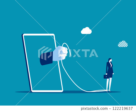Business with phone addiction, Business displeased vector flat style 122219637