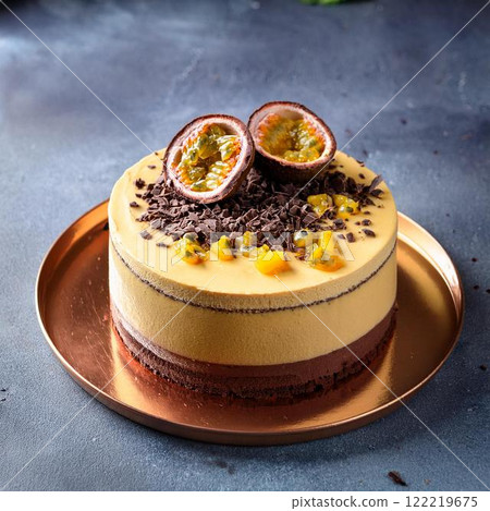 美味的百香果和巧克力冰淇淋蛋糕 122219675