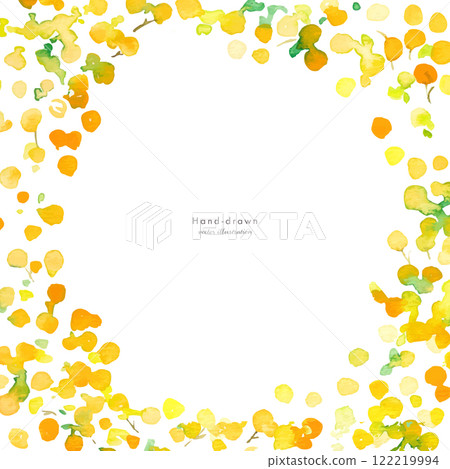 水彩。含羞草向量背景與水彩觸感。含羞草水彩插圖。春天植物背景框架。 122219994