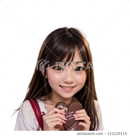 Girl giving Valentine's chocolate 122220115