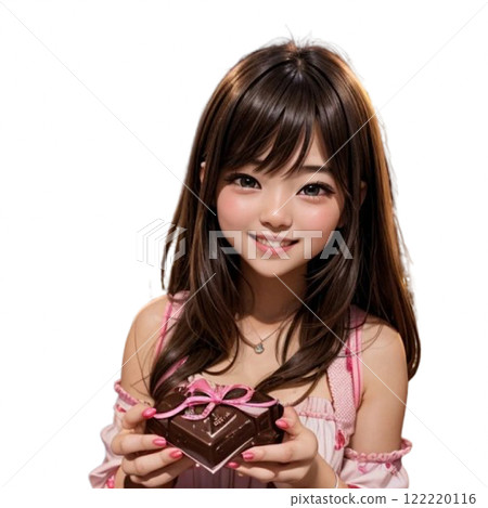 Girl giving Valentine's chocolate 122220116