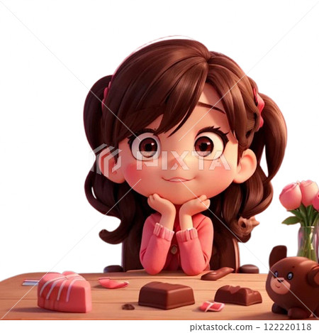Girl giving Valentine's chocolate 122220118