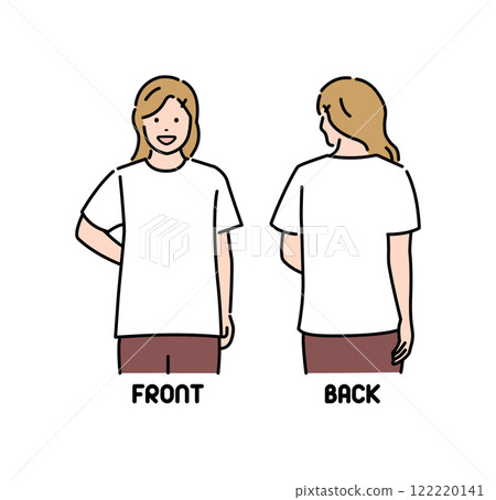 T卹設計模板的人物插圖（白色/女性） 122220141