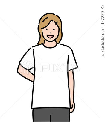 Person illustration for T-shirt design template | Front (white / female) 122220142