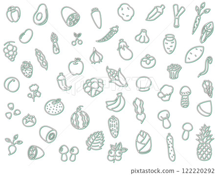 彩色陰影蔬菜水果蘑菇圖示集 122220292