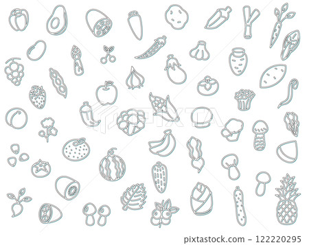 Color shadow vegetable fruit mushroom icon set 122220295