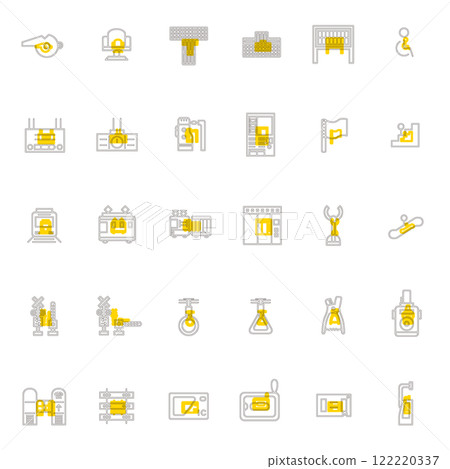 Station related icon set outline Station related icon set outline 122220337
