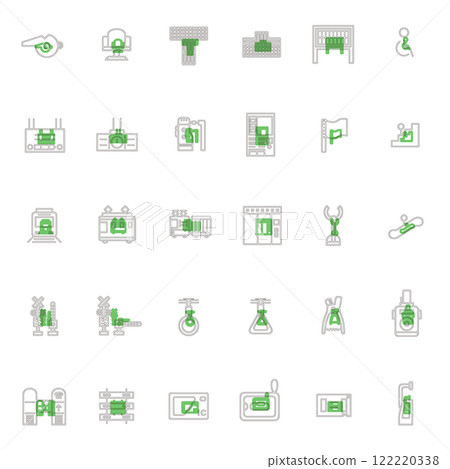 Station related icon set outline Station related icon set outline 122220338