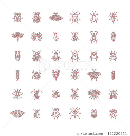 Mini insect icon set color shadow Mini insect icon set color shadow 122220351