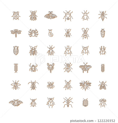Mini insect icon set color shadow Mini insect icon set color shadow 122220352