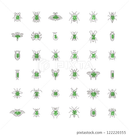 Mini insect icon set outline Mini insect icon set outline 122220355