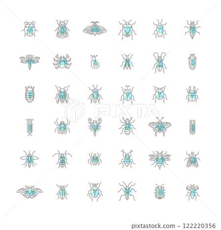 Mini insect icon set outline 122220356