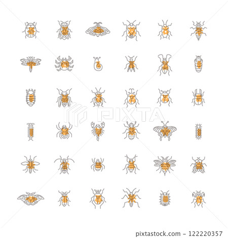 Mini insect icon set outline Mini insect icon set outline 122220357