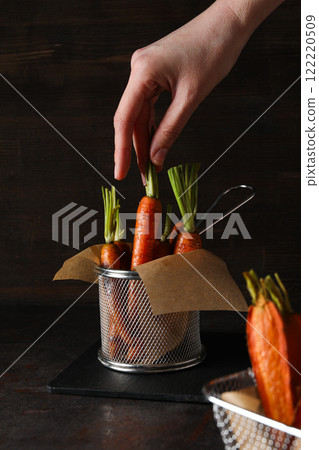 Fried carrot, concept of tasty fried food Fried carrot, concept of tasty fried food 122220509