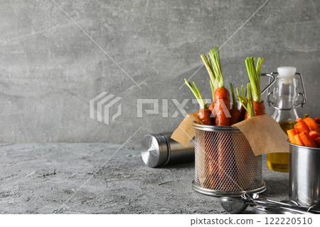 Fried carrot, concept of tasty fried food 122220510