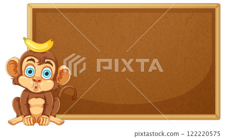 Monkey with Banana and Blank Board 122220575