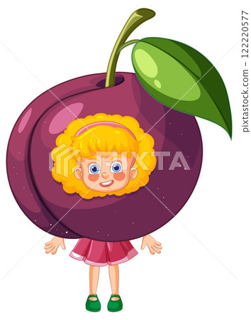 Girl in a Plum Costume Illustration 122220577