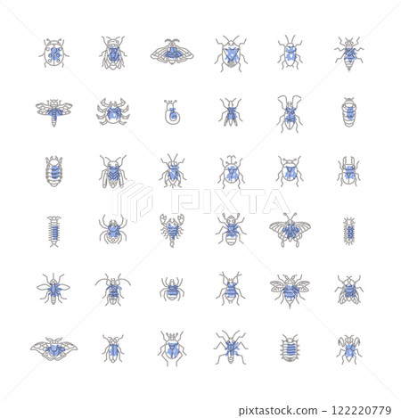 Mini insect icon set outline 122220779