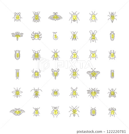 Mini insect icon set outline 122220781