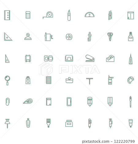 Teaching materials tools icon set color shadow Teaching materials tools icon set color shadow 122220799