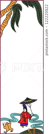 書籤風格 Hanafuda 圖標 Shimotsuki Tochi 十一月 Michikaze Ono Tochi 和 Michikaze Ono 122220822