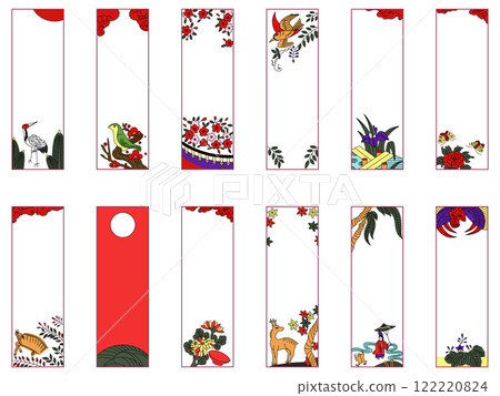 Bookmark-style Hanafuda icon set Bookmark-style Hanafuda icon set 122220824