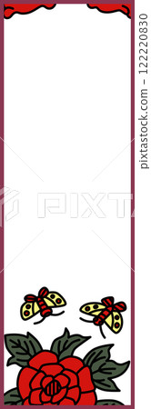Simple bookmark-style Hanafuda icon Minazuki Peony Butterfly June Peony and butterfly 122220830