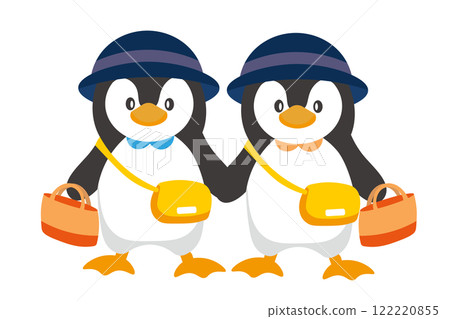 Illustration of a penguin carrying a handbag and going to kindergarten 122220855