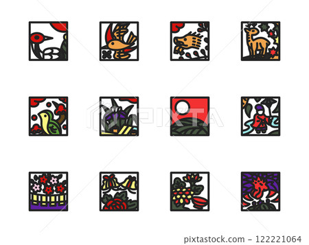 Mini square color Hanafuda icon set 122221064