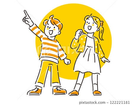 兩個孩子仰望天空，瞄準未來 122221181