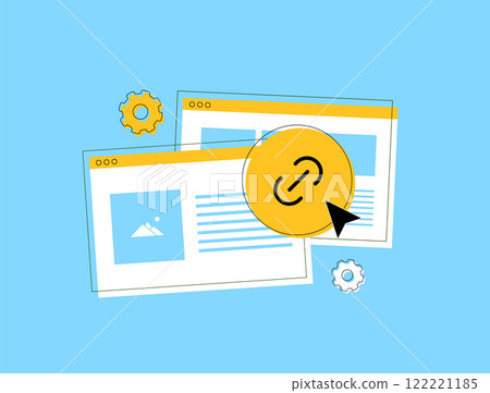 SEO backlinks illustration showing link-building strategies, high-quality backlinks, domain authority improvement, off-page SEO, digital marketing and website ranking optimization techniques 122221185