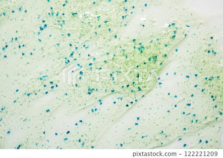 Green and blue gel texture with exfoliating granules 122221209